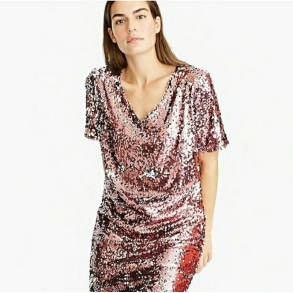 J. Crew Rose Gold Sequin Midi Dress